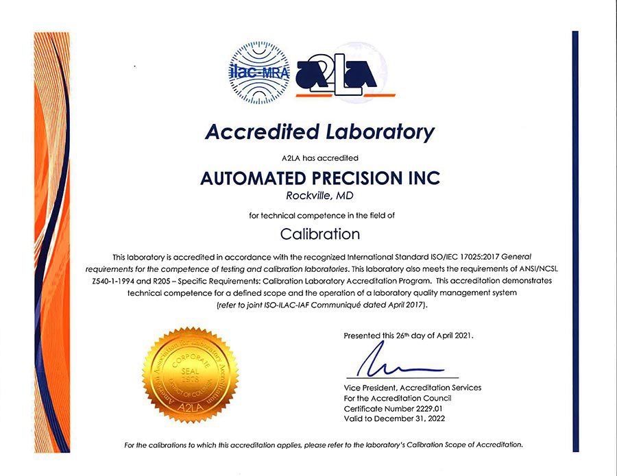 ISO 17025 Certificate