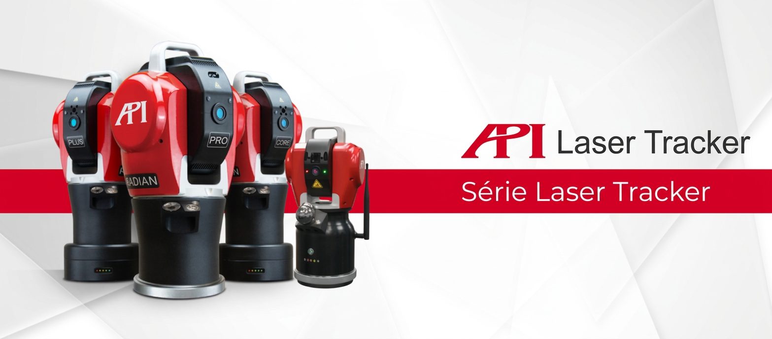 Figura 1: família de Laser Trackers da API, da esquerda para a direita: Radian Plus, Radian Pro, Radian Core e iLT.