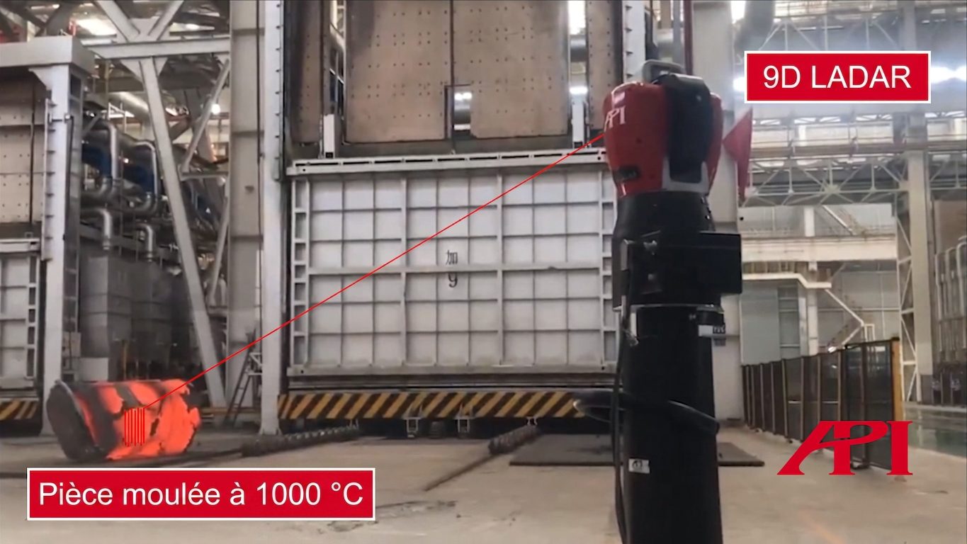 Figure 10 : système 9D LADAR mesurant une pièce moulée à haute température.