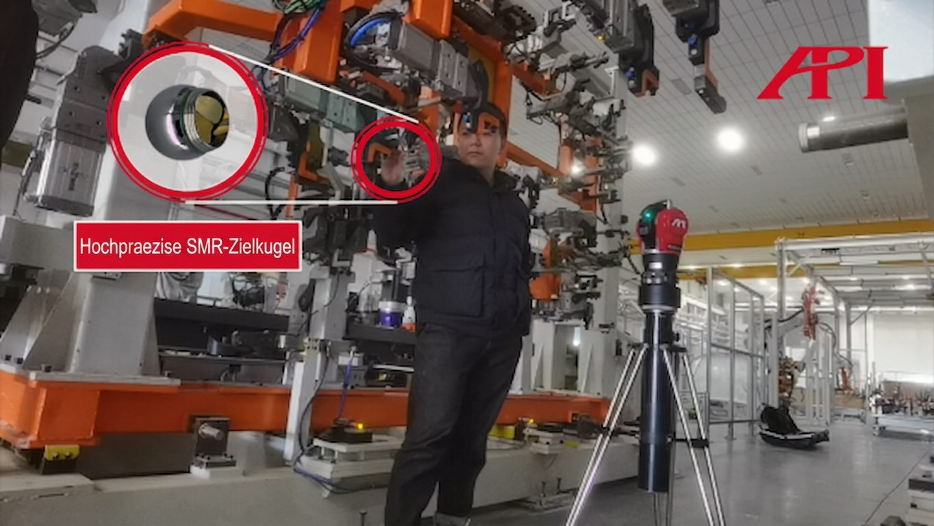 Abbildung 5: Messung mit SMR-Zielkugel und Laser Tracker.