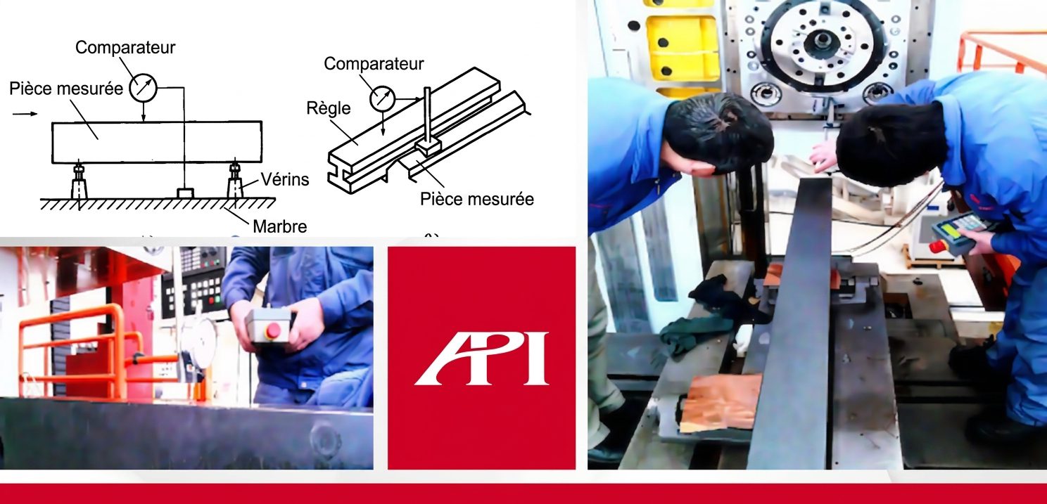 Figure 1 : contrôle de rectitude avec une règle et un comparateur.