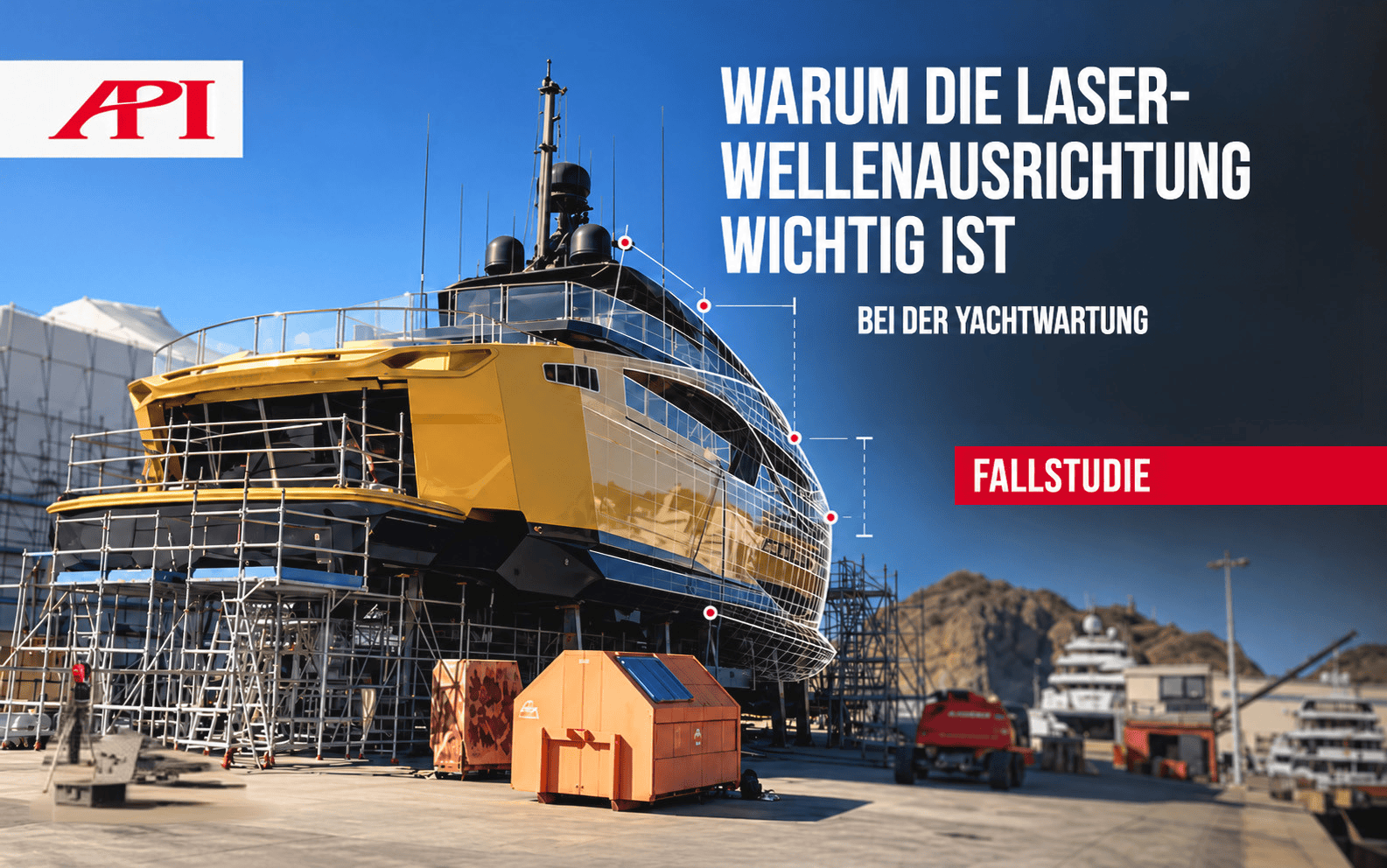 Warum die Laser-Wellenausrichtung bei der Yachtwartung wichtig ist: API Fallstudie mit einer Yacht im Trockendock.
